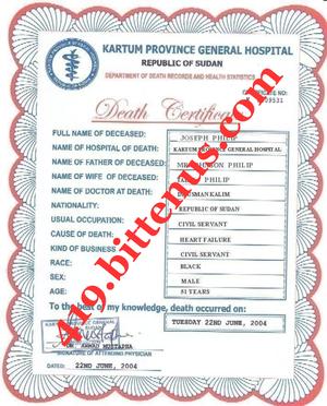 DEATH CERTIFICATE OF MY FATHER